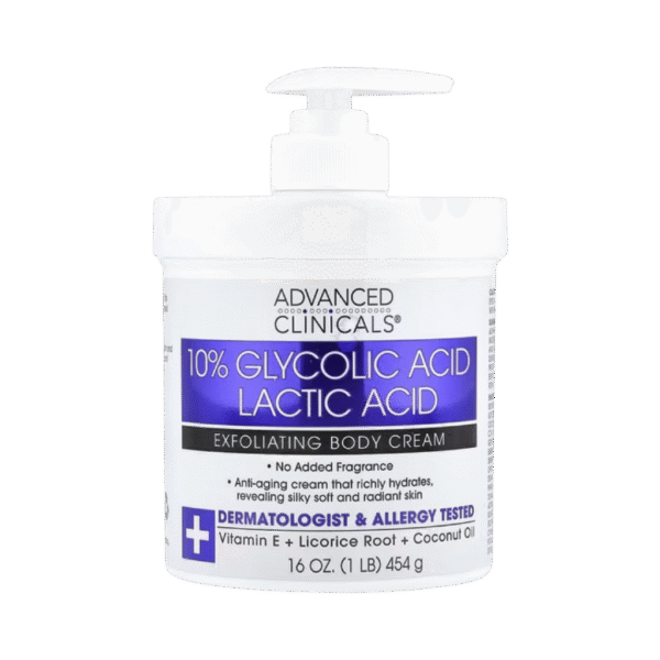 Advanced Clinicals 10% Glycolic + Lactic Acid Body Cream 454g