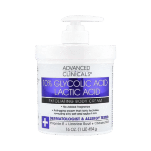 Advanced Clinicals 10% Glycolic + Lactic Acid Body Cream 454g