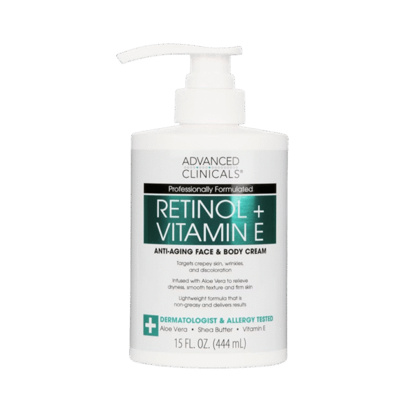 Advanced Clinicals Retinol + Vitamin E Cream 444ml | Anti-Aging & Hydrating